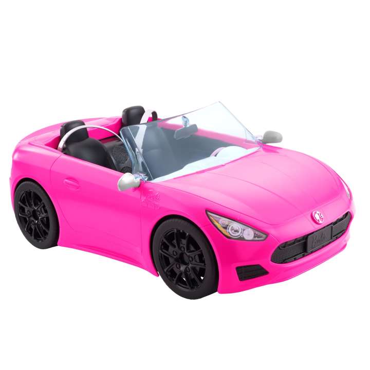 Barbie Pink Convertible 2-Seater Vehicle With Rolling Wheels, For 3 To 7 Year Olds