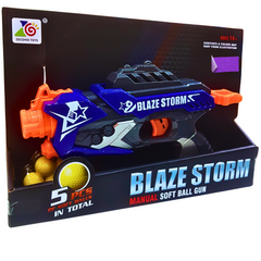 Blaze Storm Manual Soft Ball Gun – 5 Soft Balls Included, Action-Packed Toy Gun for Kids Ages 14+