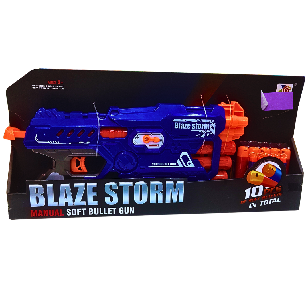 Blaze Storm Manual Soft Bullet Gun – Includes 10 Soft Bullets, Safe & Exciting Toy Gun for Kids Ages 8+