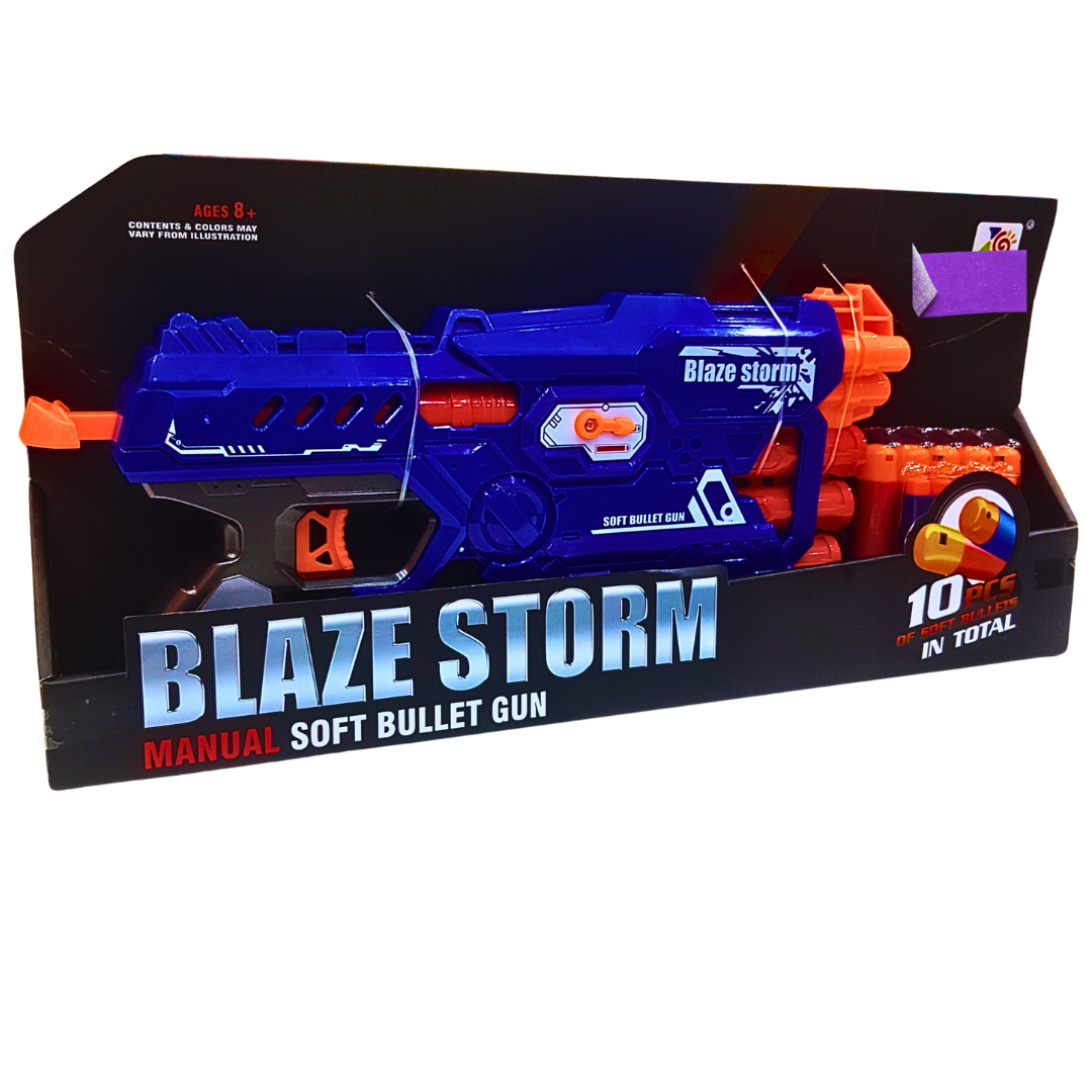 Blaze Storm Manual Soft Bullet Gun – Includes 10 Soft Bullets, Safe & Exciting Toy Gun for Kids Ages 8+