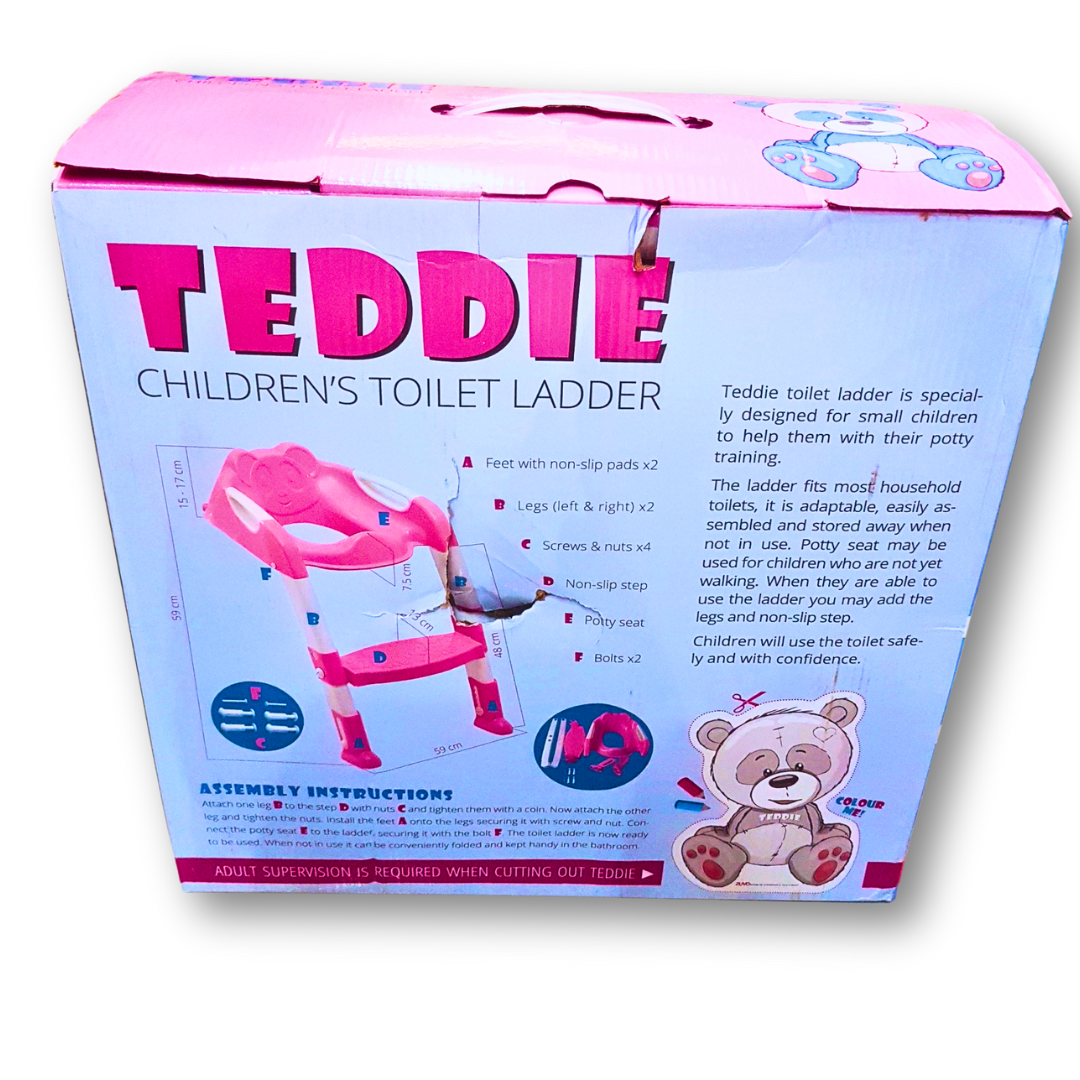 🚼 Teddie Children's Toilet Ladder – Safe &amp; Comfortable Potty Training Seat with Non-Slip Steps – Adjustable &amp; Foldable for Toddlers