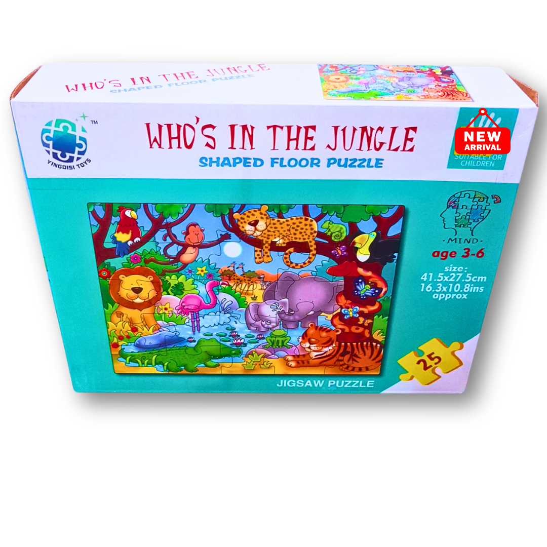 Who's in the Jungle? Shaped Floor Puzzle – 25-Piece Jigsaw for Kids (Ages 3-6) 🌿🧩