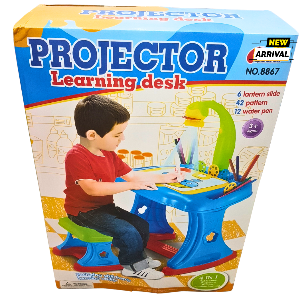 Projector Learning Desk – 4-in-1 Kids Drawing & Writing Table | Educational Art Station with Light Projection