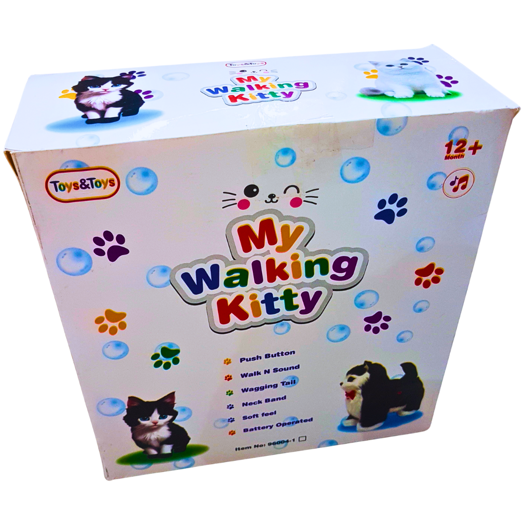 My Walking Kitty – Interactive Walking & Sound Plush Toy with Wagging Tail | Battery Operated | Soft Touch Cat for Kids