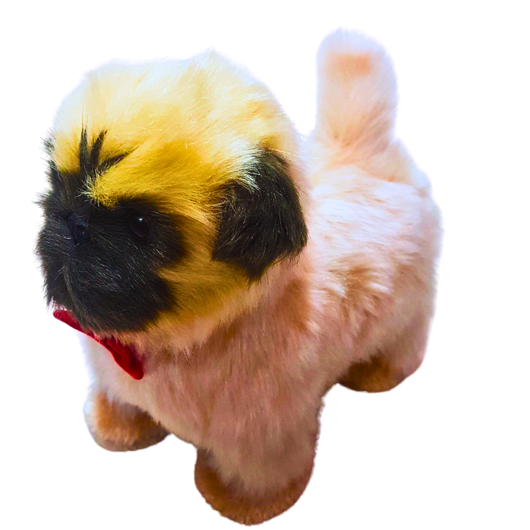 Walking Pug Puppy Plush Toy with Bow & Sound – Interactive Battery Operated Dog for Kids | Soft & Lifelike Pet Companion