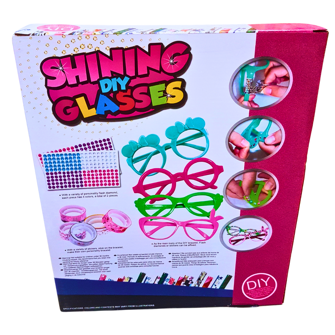 DIY Shining Glasses Decoration Kit for Kids – Customizable Fashion Glasses Set with Stickers & Gems | Ages 6+