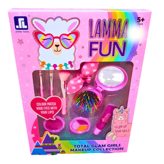 Lamma Fun Total Glam Girls Makeup Collection – Kid-Friendly Makeup Kit with Brushes, Mirror & Glitter | Ages 5+