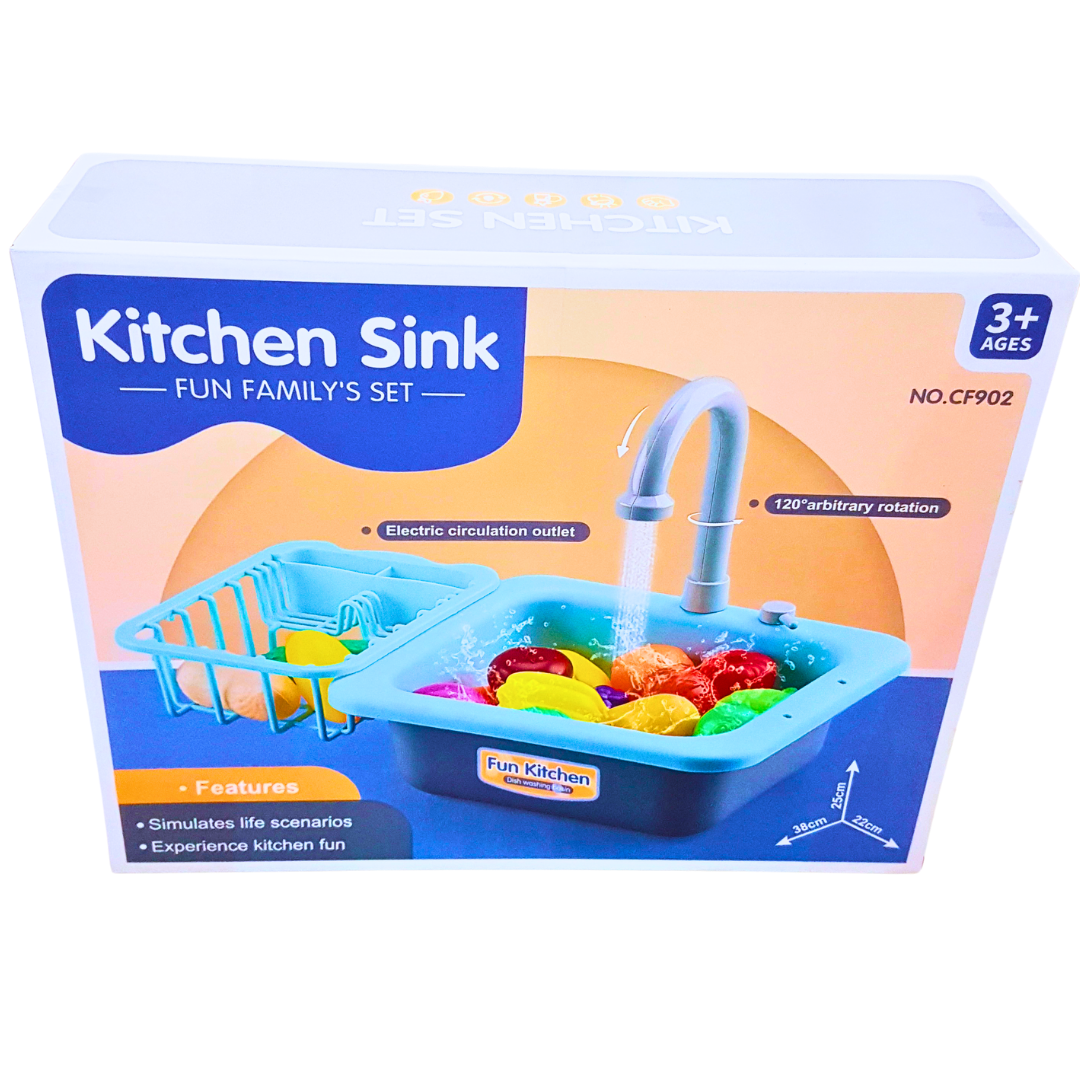 Kids Kitchen Sink Playset – Fun Family’s Set with Realistic Water Circulation | Ages 3+