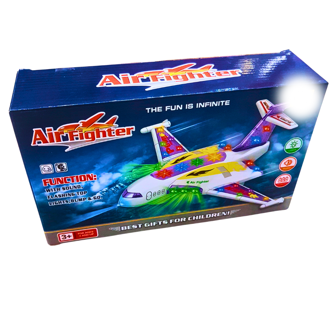 Air Fighter Light-Up Toy Plane with Sound & Bump-and-Go Action – Exciting Play for Kids (3+ Years)