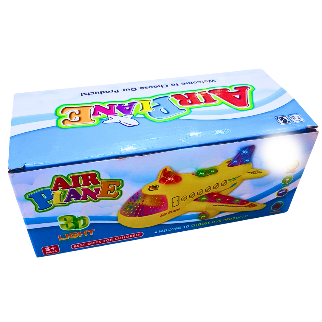 3D Light-Up Airplane Toy with Music – Colorful and Fun Bump-and-Go Plane for Kids (3+ Years)