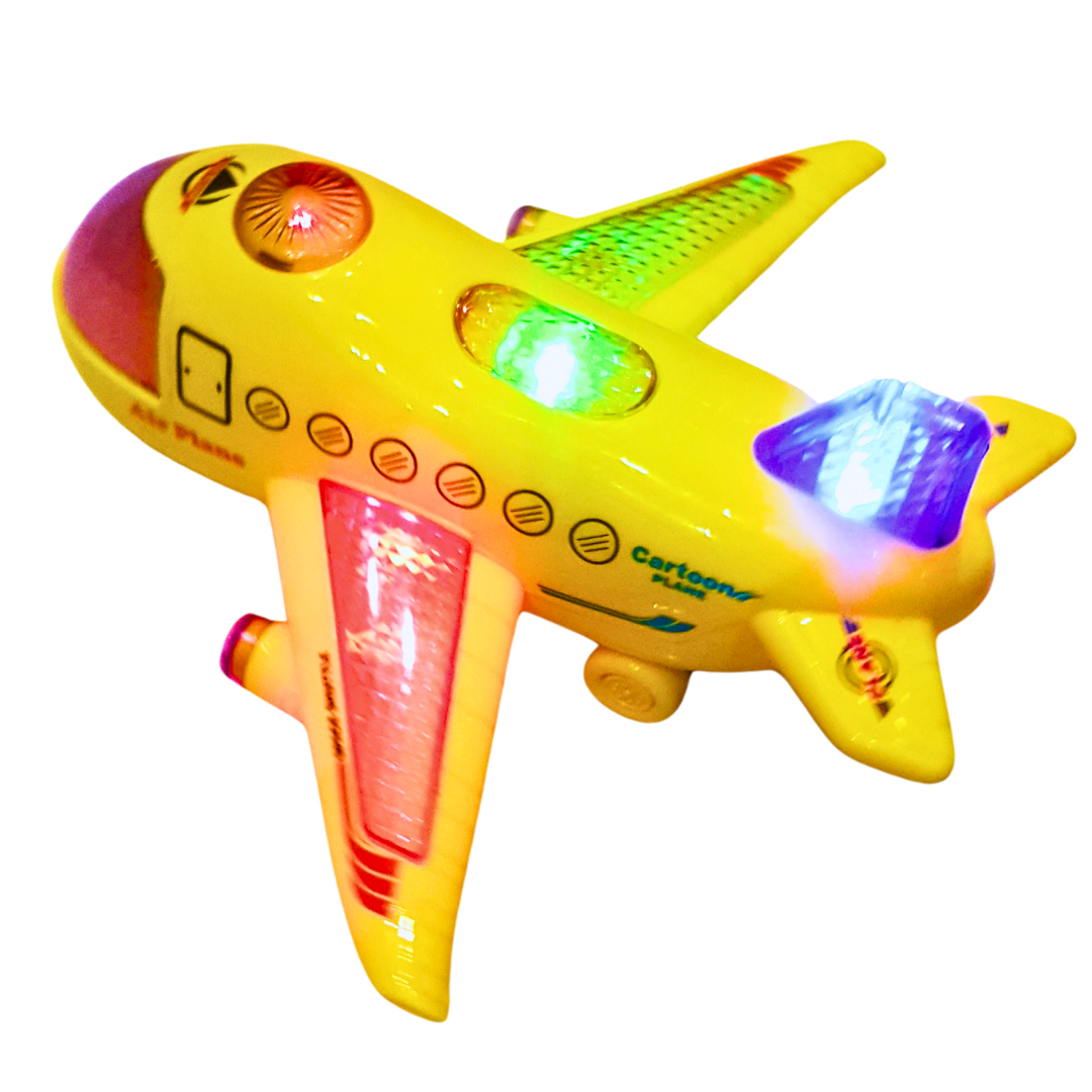 3D Light-Up Airplane Toy with Music – Colorful and Fun Bump-and-Go Plane for Kids (3+ Years)