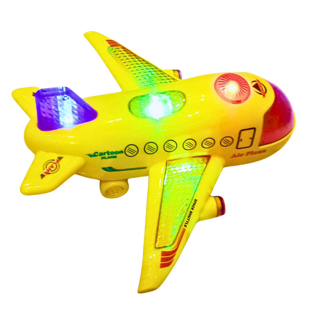 3D Light-Up Airplane Toy with Music – Colorful and Fun Bump-and-Go Plane for Kids (3+ Years)