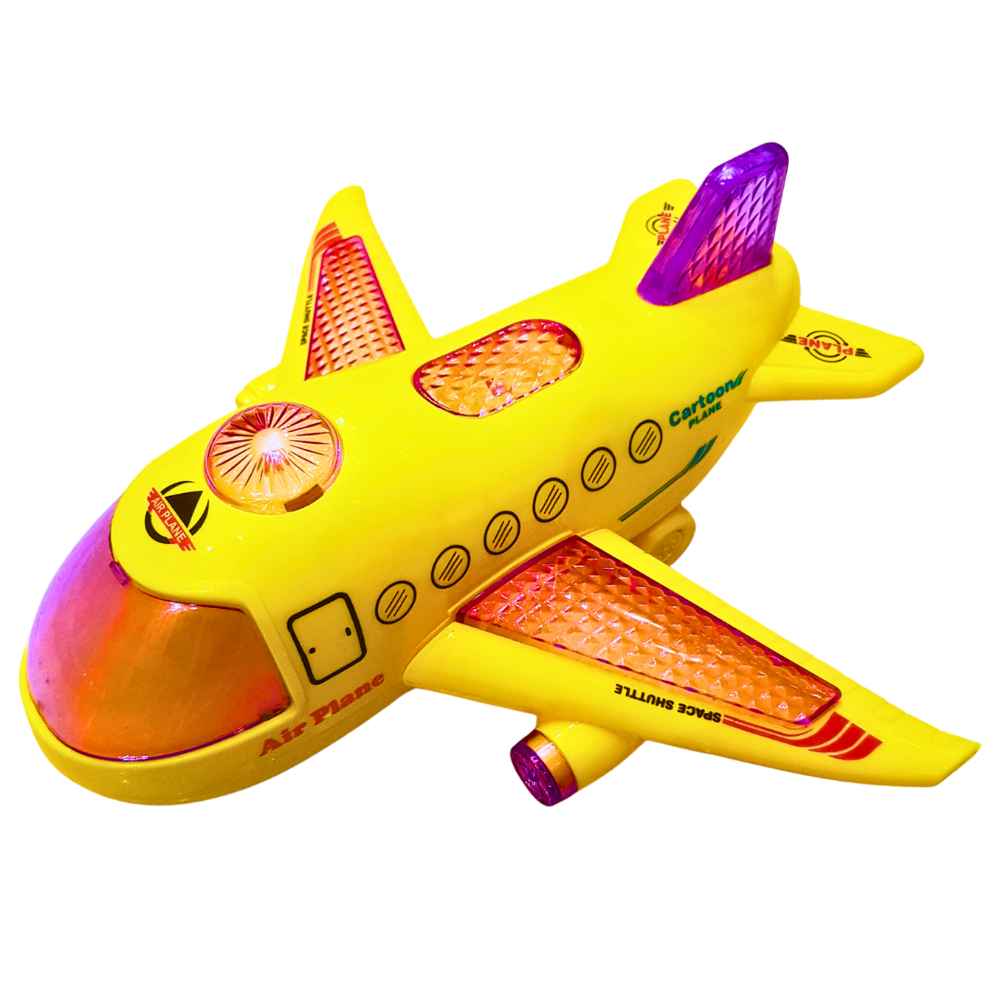 3D Light-Up Airplane Toy with Music – Colorful and Fun Bump-and-Go Plane for Kids (3+ Years)