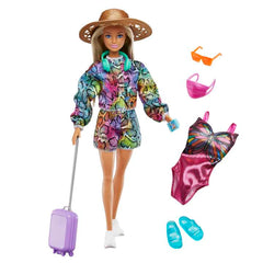 Barbie Holiday Fun Doll (12 Inches), Blonde Highlighted Hair, Travel Tote & Summer Accessories, Kids 3 To 7 Years Old