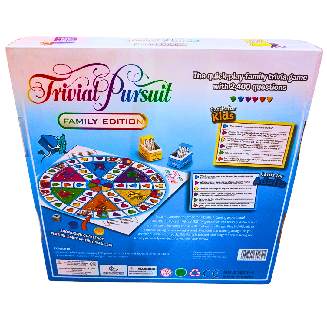 Trivial Pursuit Family Edition Board Game – Fun Trivia Game for Kids & Adults | 2400 Questions | Ages 8+