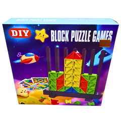 DIY Block Puzzle Games for Kids – Creative Building & Stacking Set with Colorful Blocks and Pattern Cards | Ages 3+