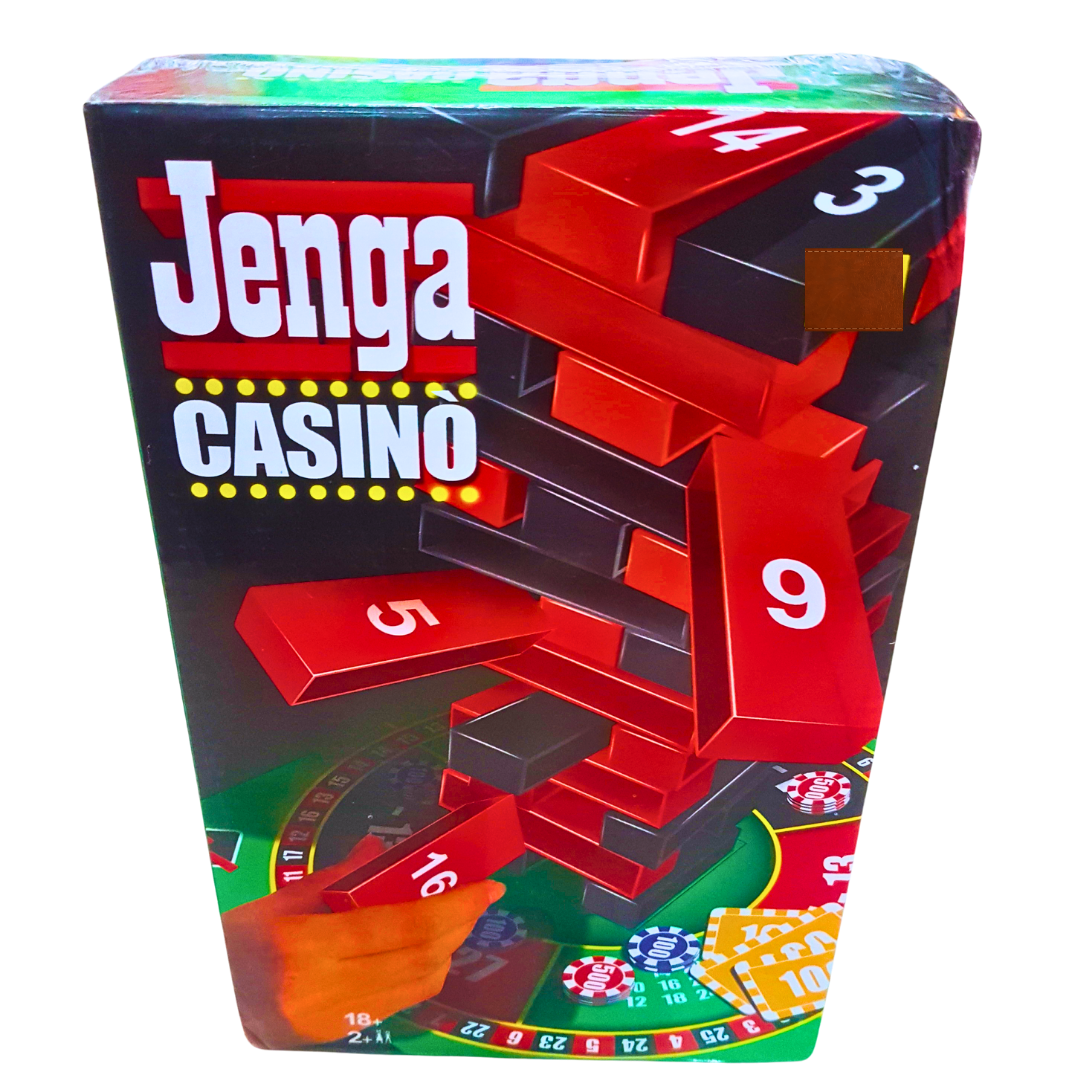 Jenga Casino Edition – Stack and Gamble Strategy Game with Numbered Blocks & Betting Chips | Ages 18+ | 2+ Players