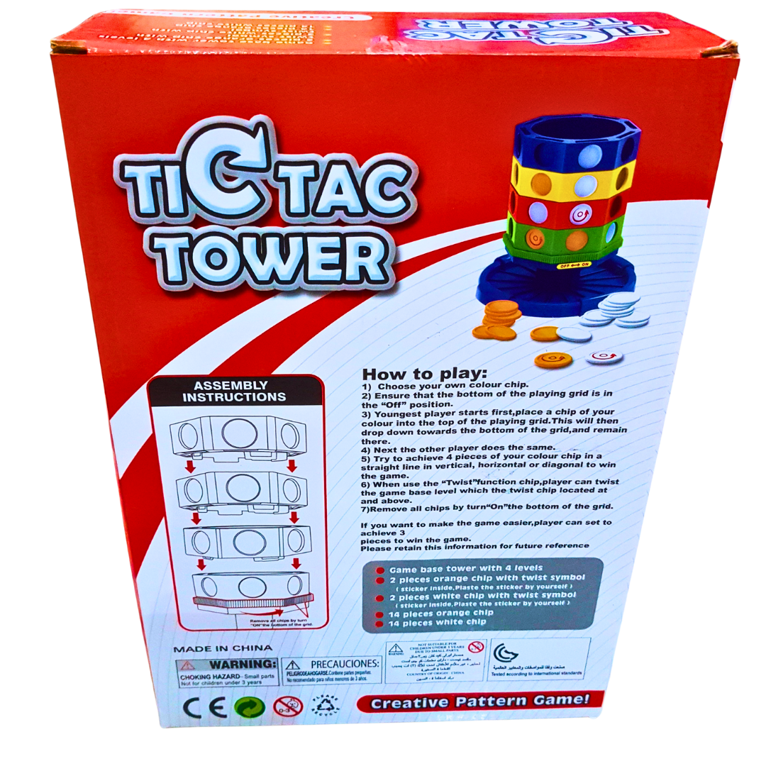 Tic Tac Tower Pattern Game for Kids – Stacking Strategy Game with Twist Feature | Ages 3+ | 2 Players