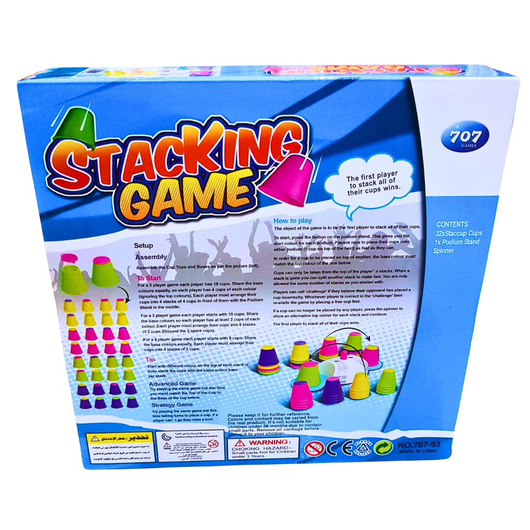 Speed Stacking Game for Kids – Colorful Cup Stacking Race with Spinner | Ages 3+ | 2+ Players