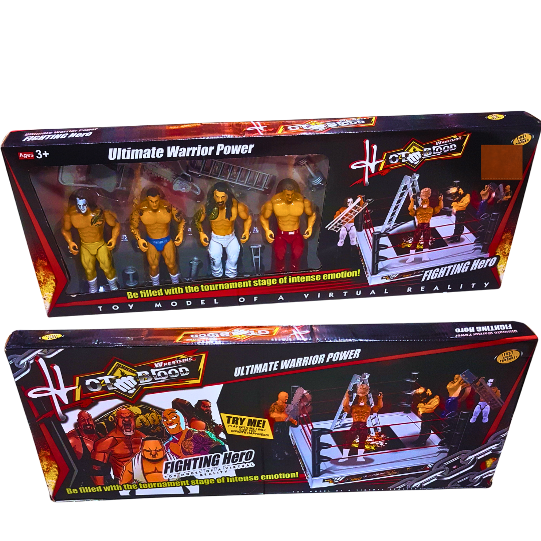 Ultimate Warrior Power Wrestling Play Set – Fighting Hero Action Figures with Arena and Accessories for Kids 3+ Years