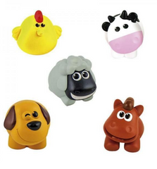 WIN FUN My Farm Pals Set Set of 5 soft animals of the farm to the bathroom and other games. Includes a chick, a sheep, a puppy, a cow and a horse. Designed in children from 6 months when start to associate pictures and sounds. Presented in plastic tube.