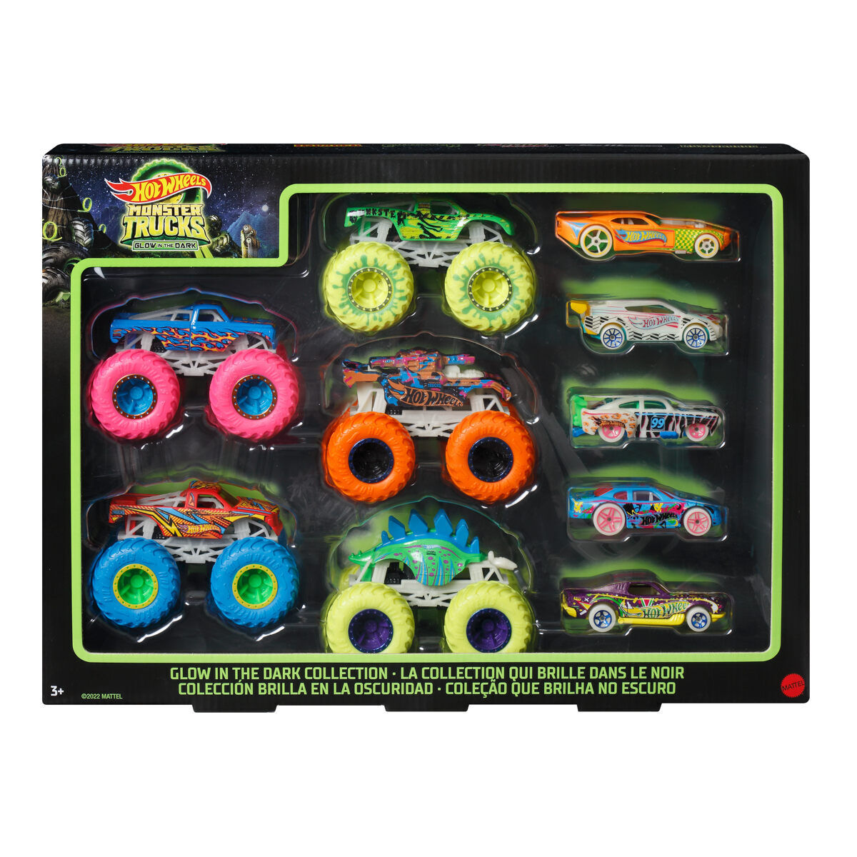 Hot Wheels Monster Trucks Glow In The Dark Car Bundle 1:64 Scale Vehicle Set New