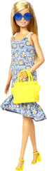 Barbie Doll Floral Dress Yellow Bag with Clothes and Accessories